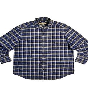 Tommy Bahama Flannel Shirt Men's L Button Up Cotton Plaid Coastal Beach Classic